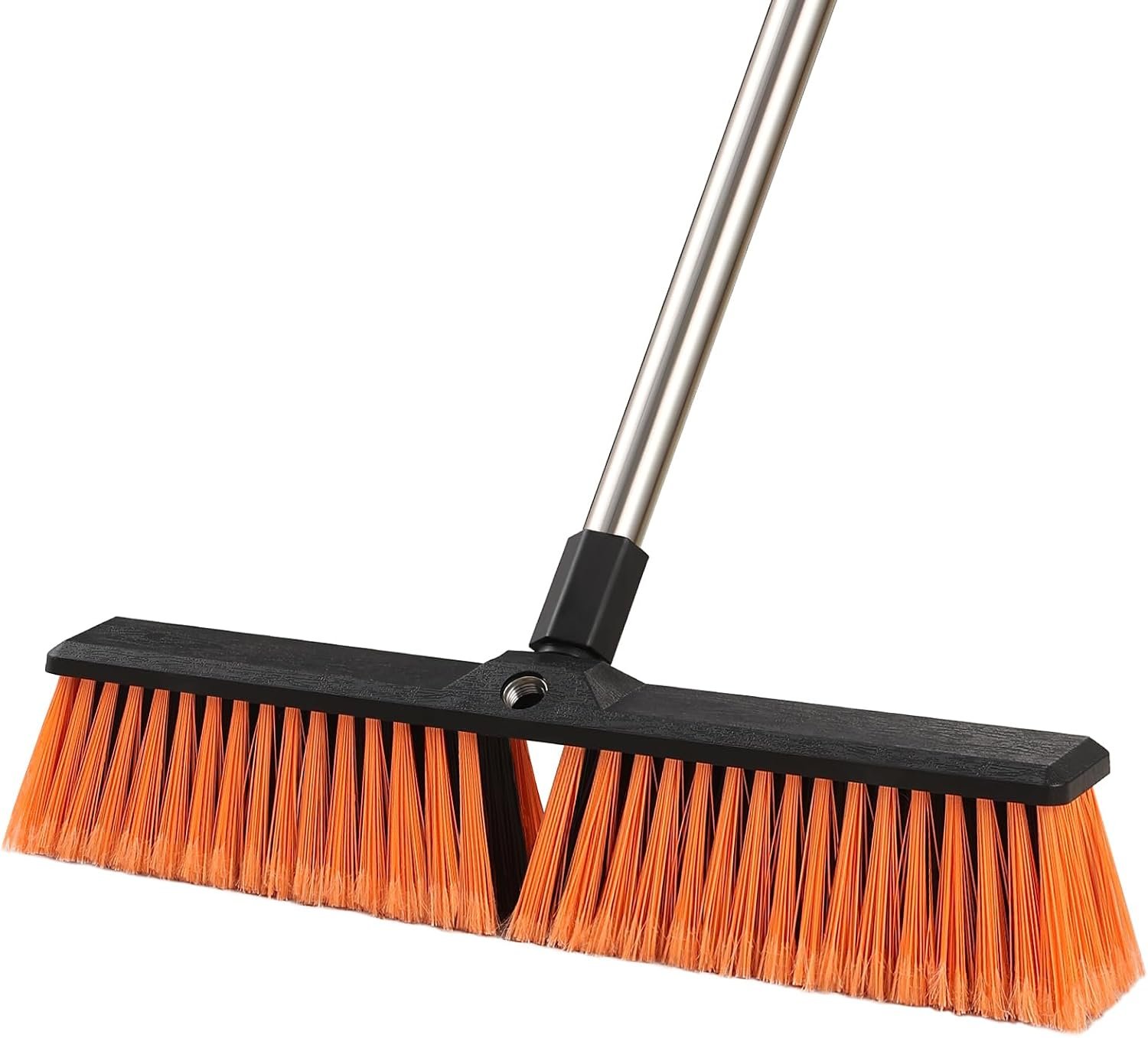 18IN Garden Broom Outdoor Heavy Duty with Long Handle(64IN), Hard Yard Sweeping Brush with Stiff Bristle, Patio Large Brooms Outside, Industrial Wide Brushes Set, Strong Deck Cleaning Tool
