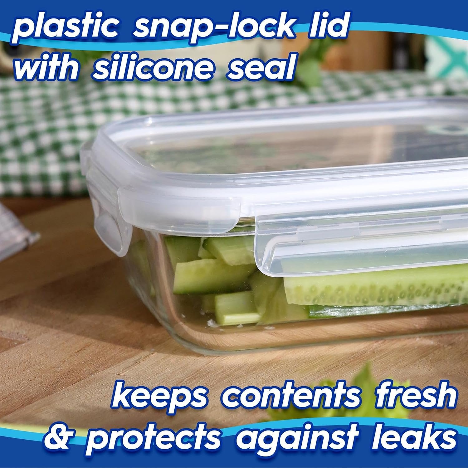 Housewares Glass Containers with Airtight Lids - 10 Pack - 2 Sizes (1040ml | 370ml) Lunch Box Tubs BPA-Free Meal Prep Containers Reusable Leak Proof Food Storage Tubs, Oven Safe, Freezer Safe - Image 4