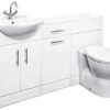 1400 Vanity Unit Furniture Set, Wash Basin, WC,Toilet Pan, Soft Close Toilet Seat, Concealed Cistern, Bathroom Laundry Unit Cabinet-White (Flat Pack)