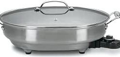 1500-Watt Nonstick Oval Electric Skillet,Brushed Stainless 18 in