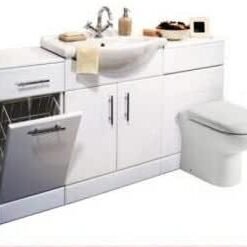 1500mm Bathroom Vanity Unit Cabinet Combination Set with Storage and WC Toilet Unit, Pan and Cistern