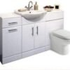 1550mm Bathroom Vanity Unit Cabinet Combination Set with Storage and WC Toilet Unit, Pan and Cistern