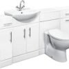 1600mm Bathroom Vanity Unit Cabinet Combination Set with Storage and WC Toilet Unit, Pan and Cistern