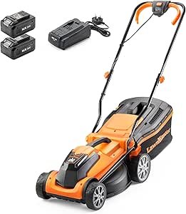 24V 34cm Cordless Lawnmower with Spare Battery & Fast Charger