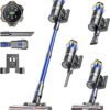 50kPa 70Mins Cordless Vacuum Cleaner, 1.8L Self-Standing Anti-Tangle Vacuum cleaners for Home with OLED Touch Screen, Wall-Mounted Charging, for Pet Carpet Car...