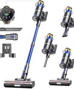50kPa 70Mins Cordless Vacuum Cleaner, 1.8L Self-Standing Anti-Tangle Vacuum cleaners for Home with OLED Touch Screen, Wall-Mounted Charging, for Pet Carpet Car...