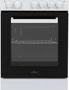 62L Freestanding Electric Cooker, 50cm Wide Single Cavity Cooker with Solid 4 Zone Plate Hob - White