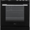 68L Freestanding Electric Single Cavity Cooker with 4 Ceramic Hobs, Oven Light, Control Knobs, Easy Clean - Black