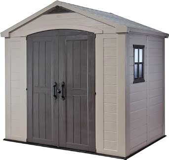 8 x 6 ft Outdoor Storage Shed, Beige/Brown