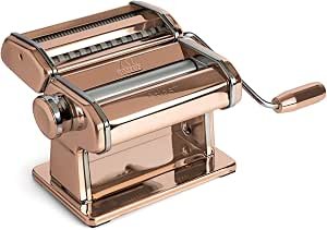 Atlas+ Fresh Pasta Machine in Anodized Aluminum with 4 Shapes | Lasagna, Fettuccine, Tagliolini, and Spaghetti, Made in Italy, Compatible with Extra Accessories (Copper)