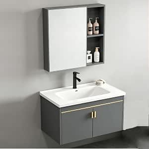 Bathroom Vanity Unit with Basin and Mirror Cabinet