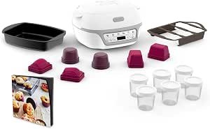 Cake Machine, 5 Automatic Programs, 1 Manual Mode, Free Recipe Application, Compatible with Tefal CreaBake Moulds, Cake Factory Delights Silver Maxi Pack KD812110