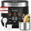 Cooker 5L, 10 Cups, Ceramic Coated Inner Pot, Slow & Steamer, Black