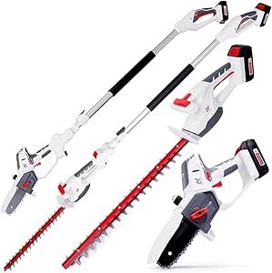 Cordless Hedge Trimmer & Chainsaw Set - 20V Battery Powered Electric Pole Saw & Hedge Cutter for Garden Tree Trimming - Includes Battery & Charger and 2.5m...
