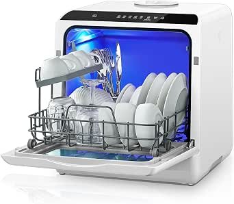 Dishwasher, Mini Countertop Dishwasher W/ 6 Programs, Delayed Start Function and Air Drying Function, and 5L Built-in Water Tank, No Installation Needed