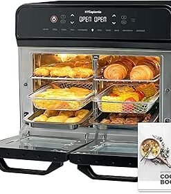 Dual Zone Air Fryer Oven With Rotisserie,Large Double Air fryers Mini Ovens Digital 2400W 10 in 1 Airfryer Countertop Convection Oven electric and...