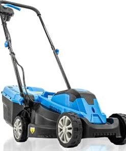 Electric Lawn Mower – 33cm Lightweight Corded Lawnmower, 30L Grass Box, Foldable Handle, 3 Cutting Heights, Ideal for Small Gardens - 3 Year Warranty