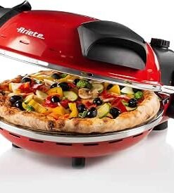 Fast and Compact Pizza Making Machine for Both Fresh and Frozen Pizzas, Forno Pizza da Gennaro equipped with a Timer and 5 Temp Levels, 1200 watts (Red)"""