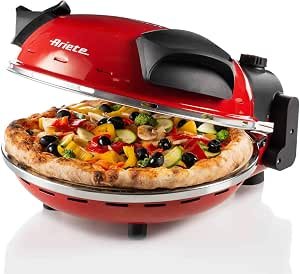 Fast and Compact Pizza Making Machine for Both Fresh and Frozen Pizzas, Forno Pizza da Gennaro equipped with a Timer and 5 Temp Levels, 1200 watts (Red)"""
