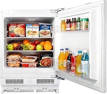 Fridge, Integrated Under Counter Fridge, Reversible Door, Direct Cooling, Led Light, Mechanical Temperature Control, Adjustable Levelling Legs, Removable Glass...