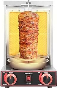 Grill Machine with 2 Burner - Vertical Rotating Oven 8kg Load Rotisserie Shawarma Machine BBQ Meat Machine Kebab Doner for Home Restaurant Kitchen Parties