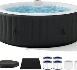 Hot Tub 208X208CM, 60% More Energy Efficient, Portable Lazy Spa with 1800W Heater & 130 Air Jets Massage System, Fits Small Bathroom & Garden, Includes...