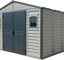 II PLUS 10.5 x 8 (8.02 m2) Plastic Garden Shed with Metal Foundation Kit and 2 Fixed Window, Strong Metal Roof Structure and Maintenance-Free Storage Shed,...