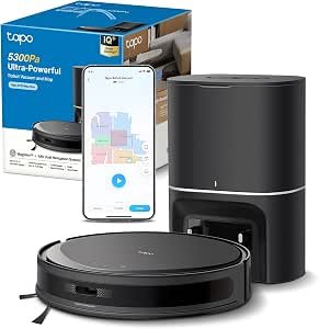 Max Plus 5300Pa Suction Robot Vacuum Cleaner with Mop, Ultra-Slim Design, Faster Mapping With MagSlim & LiDAR Navigation Robot Vacuum, Auto-Empty Dock, Voice/Remote...