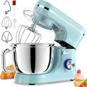 Mixer, 4.5L+5L Bowls 8-speed 1000W Tilt-Head Food Mixer for Baking, Kitchen Electric Mixer with Dough Hook, Whisk, Beater, Splash Guard (Bule)