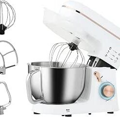 Mixer 5L for Baking 6 Speeds and Pulse Setting 1400W, White