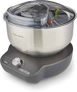 MixStar Compact Stand Mixer, Dual Rotating Beaters, Whisks & Dough Hooks, Built in Storage, Easy Clean, Dishwasher Safe, Open Top Design, Grey, 400520