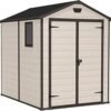 Outdoor Apex Double Door Garden Storage Shed 6 x 8ft Beige Brown Wood effect | Fade Free