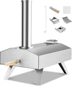 Portable Pizza Maker with Pizza Stone & Stainless Steel Tabletop Grill
