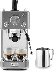 Slimline Espresso Machine | Integrated Milk Frother | Compact Coffee Maker for CappuccinosLattes & More