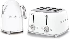 Style Retro Range Breakfast Set, 1.7L 3000W Kettle and Multi-Functional Control 4-Slice 2000W Toaster, White, KLF03WHUK/ TSF03WHUK