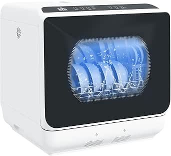 Top Dishwasher No Plumbing Built-in 6L Water Tank Black White