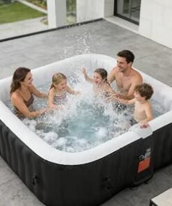 Tub 185X185CM, 60% More Energy Efficient, Portable Lazy Spa with 1800W Heater & 130 Air Jets Massage System, Fits Small Bathroom & Garden, Includes Insulated...