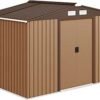 x 6 ft Metal Garden Shed Waterproof Galvanised Light Brown