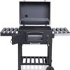 XL Smoker Barbecue Charcoal Portable BBQ Grill, 2 Folding Side Table, Built-in Thermometer, Adjustable Charcoal Pan & Chimney, Wheels, Large Coal BBQ Smoker...